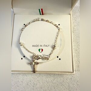 Elegant Italian Silver Cross Bracelet